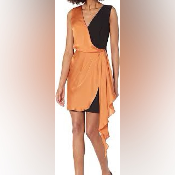 Bcbgmaxazria Color Block Wrap Knot Mini Dress